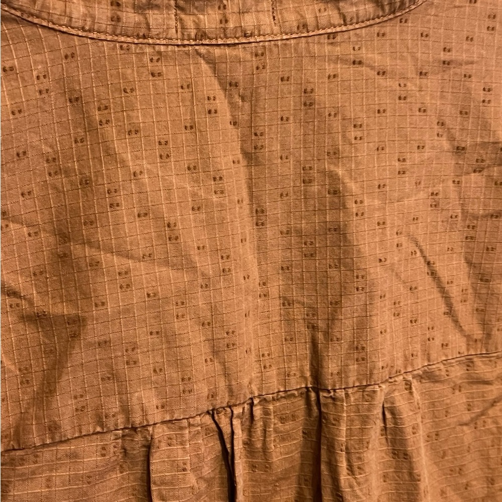 Wonderfuly Light Brown Button Down Blouse Dress with Ruffle - Picture 9 of 11
